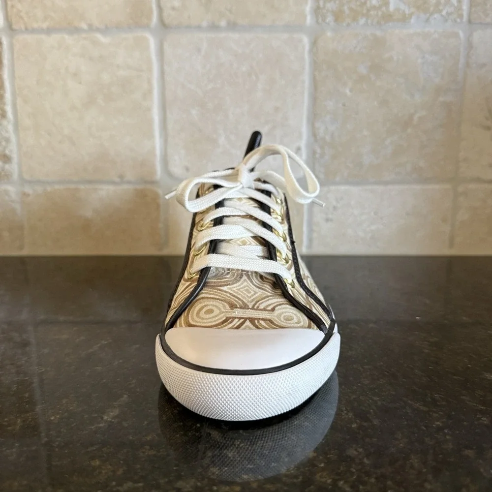 Women's Coach Barrett Laceup Canvas‎ Sneakers/Shoes Size 7.5 B Tan/brown